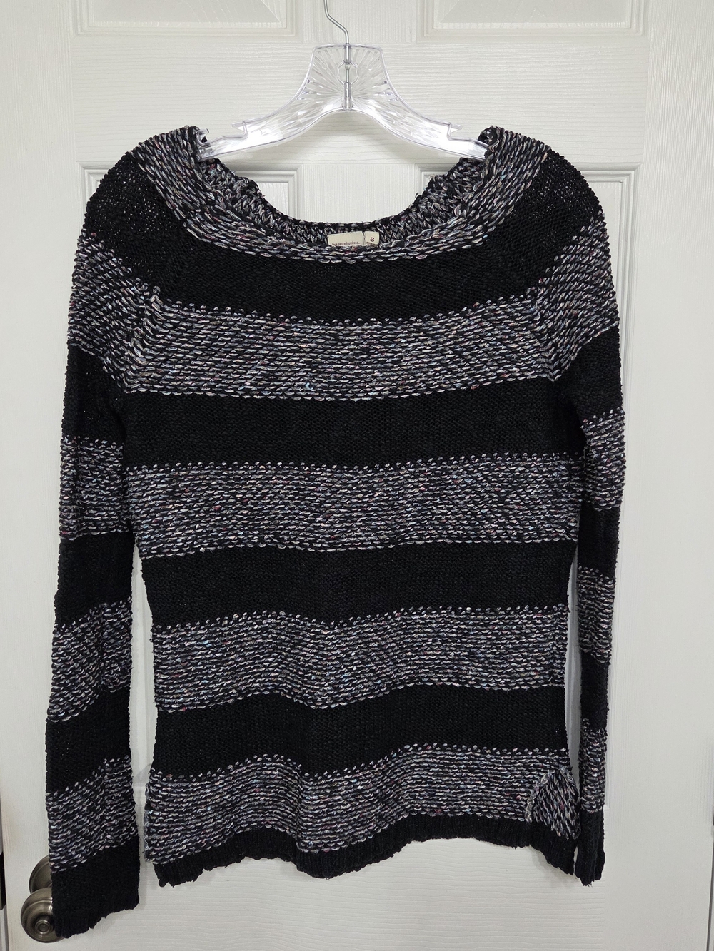 Mudd Black Space Dye Striped Long Sleeve Knit Sweater Small